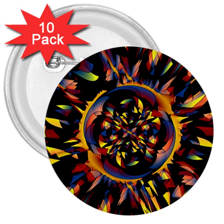 Spiky Abstract 3  Buttons (10 pack) 