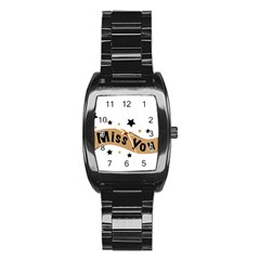 Lettering Miss You Banner Stainless Steel Barrel Watch by BangZart