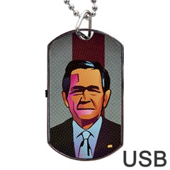 George W Bush Pop Art President Usa Dog Tag Usb Flash (one Side) by BangZart