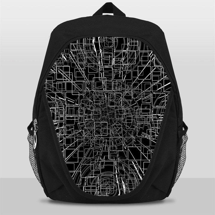 Black Abstract Structure Pattern Backpack Bag