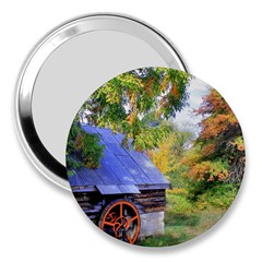 Landscape Blue Shed Scenery Wood 3  Handbag Mirrors by BangZart