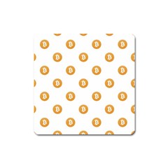 Bitcoin Logo Pattern Square Magnet by dflcprints