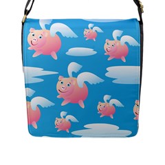 Flying Piggys Pattern Flap Messenger Bag (l)  by Bigfootshirtshop