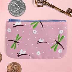 Dragonfly And White Flowers Pattern Large Coin Purse by Bigfootshirtshop