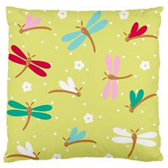 Colorful Dragonflies And White Flowers Pattern Standard Flano Cushion Case (one Side) by Bigfootshirtshop