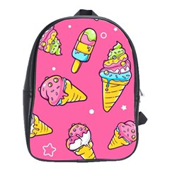 Summer Ice Creams Flavors Pattern School Bag (large) by Bigfootshirtshop