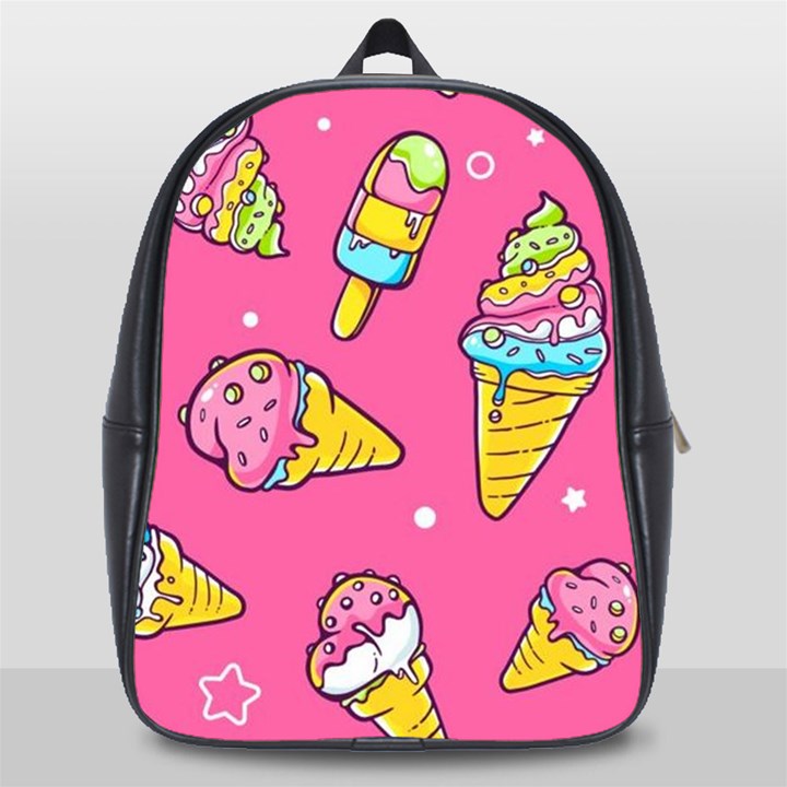 Summer Ice Creams Flavors Pattern School Bag (Large)