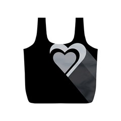 Heart Love Black And White Symbol Full Print Recycle Bags (s)  by Celenk