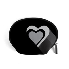 Heart Love Black And White Symbol Accessory Pouches (small)  by Celenk