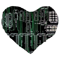 Printed Circuit Board Circuits Large 19  Premium Heart Shape Cushions by Celenk