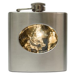 Gold Sea Coast Waves Depier Hip Flask (6 Oz) by Celenk