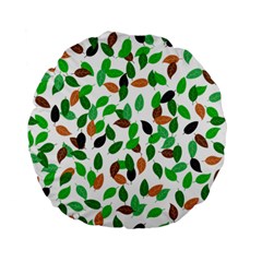 Leaves True Leaves Autumn Green Standard 15  Premium Flano Round Cushions by Celenk