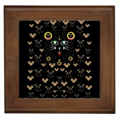 Merry Black Cat In The Night And A Mouse Involved Pop Art Framed Tiles by pepitasart