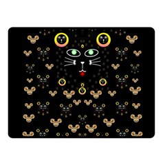 Merry Black Cat In The Night And A Mouse Involved Pop Art Fleece Blanket (small) by pepitasart