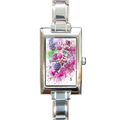 Blackberry Fruit Art Abstract Rectangle Italian Charm Watch by Celenk