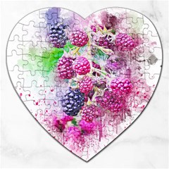 Blackberry Fruit Art Abstract Jigsaw Puzzle (heart) by Celenk