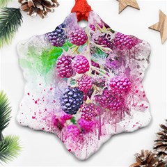 Blackberry Fruit Art Abstract Snowflake Ornament (two Sides) by Celenk