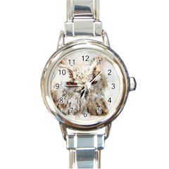 Bird Owl Animal Art Abstract Round Italian Charm Watch by Celenk