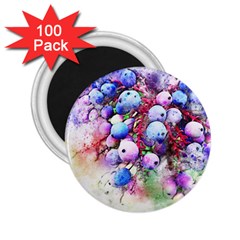 Berries Pink Blue Art Abstract 2 25  Magnets (100 Pack)  by Celenk