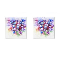 Berries Pink Blue Art Abstract Cufflinks (square) by Celenk