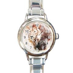 Lion Animal Art Abstract Round Italian Charm Watch by Celenk