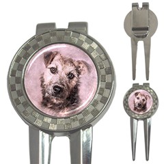 Dog Pet Terrier Art Abstract 3-in-1 Golf Divots by Celenk