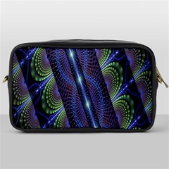 Fractal Blue Lines Colorful Toiletries Bags by Celenk