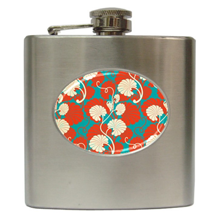 floral asian vintage pattern Hip Flask (6 oz)