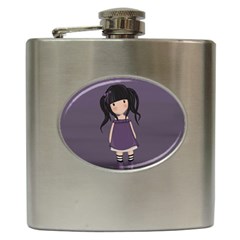 Dolly Girl In Purple Hip Flask (6 Oz) by Valentinaart