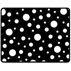 White On Black Polka Dot Pattern Fleece Blanket (medium)  by LoolyElzayat