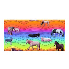 Horses In Rainbow Satin Wrap by CosmicEsoteric