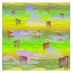 Cows And Clouds In The Green Fields Large Satin Scarf (square) by CosmicEsoteric