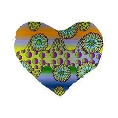 Amoeba Flowers Standard 16  Premium Heart Shape Cushions by CosmicEsoteric