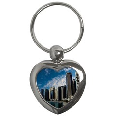 Skyscraper City Architecture Urban Key Chains (heart)  by Celenk