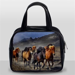 Horses Stampede Nature Running Classic Handbags (2 Sides) by Celenk