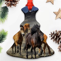 Horses Stampede Nature Running Christmas Tree Ornament (two Sides) by Celenk