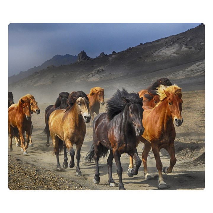 Horses Stampede Nature Running Double Sided Flano Blanket (Small) 