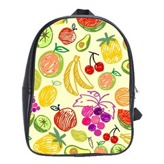 Cute Fruits Pattern School Bag (xl) by paulaoliveiradesign