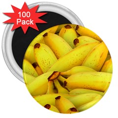 Yellow Banana Fruit Vegetarian Natural 3  Magnets (100 Pack) by Celenk