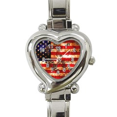 American Flag Usa Symbol National Heart Italian Charm Watch by Celenk