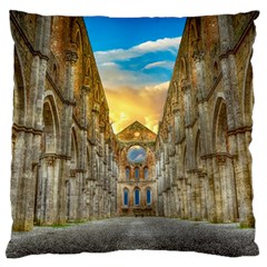 Abbey Ruin Architecture Medieval Large Flano Cushion Case (one Side) by Celenk