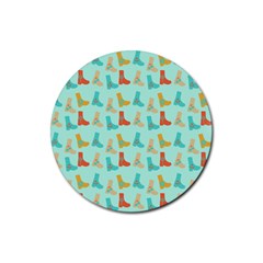 Blue Orange Boots Rubber Coaster (round)  by snowwhitegirl