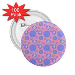 Pink Retro Dots 2 25  Buttons (100 Pack)  by snowwhitegirl