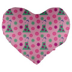 Green Dress Pink Large 19  Premium Flano Heart Shape Cushions by snowwhitegirl