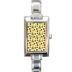 Green Dress Yellow Rectangle Italian Charm Watch by snowwhitegirl