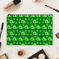 Green Sea Whales Cosmetic Bag (large)  by snowwhitegirl