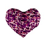 Pink Camo Standard 16  Premium Heart Shape Cushions Front