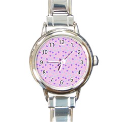 Blue Pink Hearts Round Italian Charm Watch by snowwhitegirl