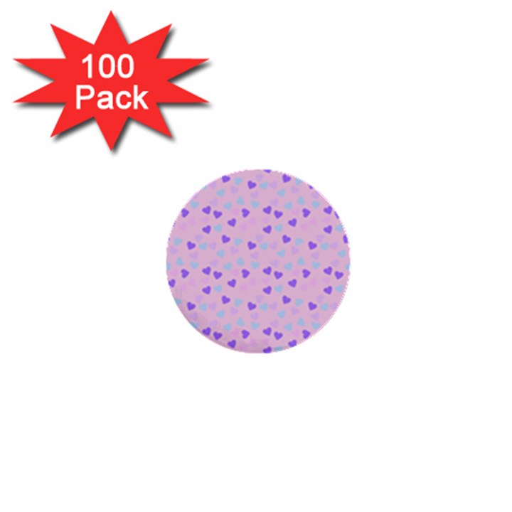 Blue Pink Hearts 1  Mini Buttons (100 pack) 