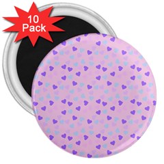 Blue Pink Hearts 3  Magnets (10 Pack)  by snowwhitegirl